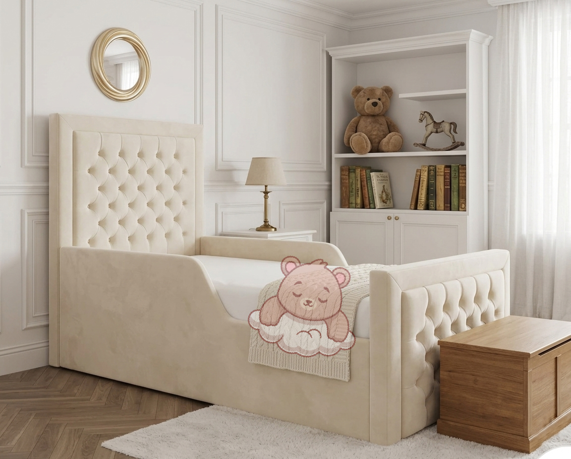 cambridge-bumper-chesterfield-.jpg Smast Chesterfield Kids Bed Frame With Safety Side Rails - Image 1