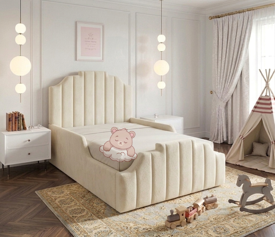 chelse-cream-tedy.jpg Elsa Kids Bed Frame With Ottoman Storage & Mattress Options - Image 1