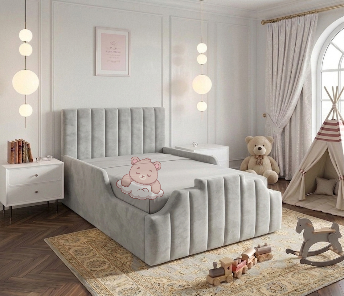 chelsea.jpg Grey Kids Bed Frame With Safety Side Rails - Image 1