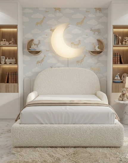 Modern Teddy Boucle Fur Bed | Storage & Mattress Options