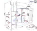 Jupiter High Sleeper Bed With Study Desk and Storage- White/Grey - Image 2